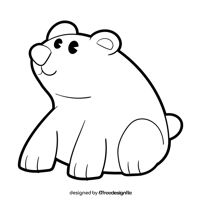 Polar bear cartoon black and white clipart