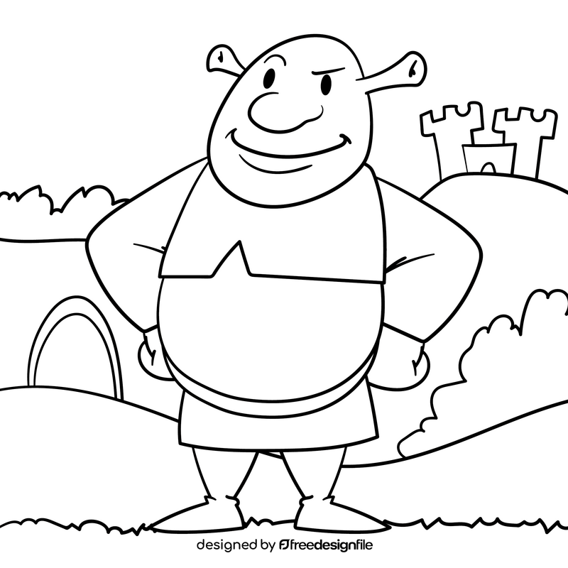 Shrek cartoon drawing black and white vector