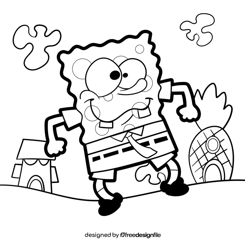 Spongebob cartoon drawing black and white vector