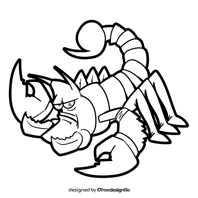 Scorpion cartoon black and white clipart