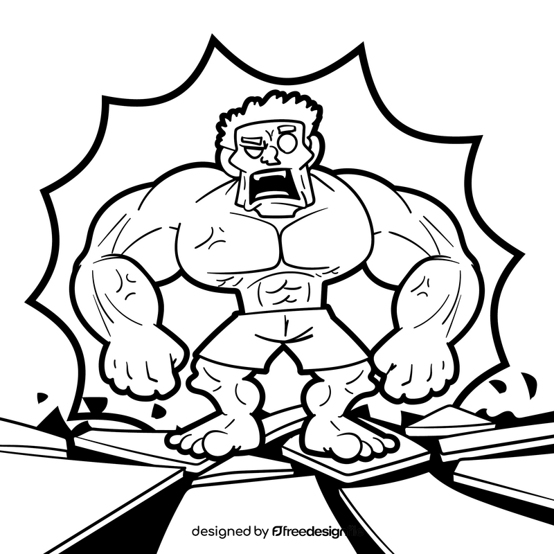 Hulk cartoon drawing black and white vector