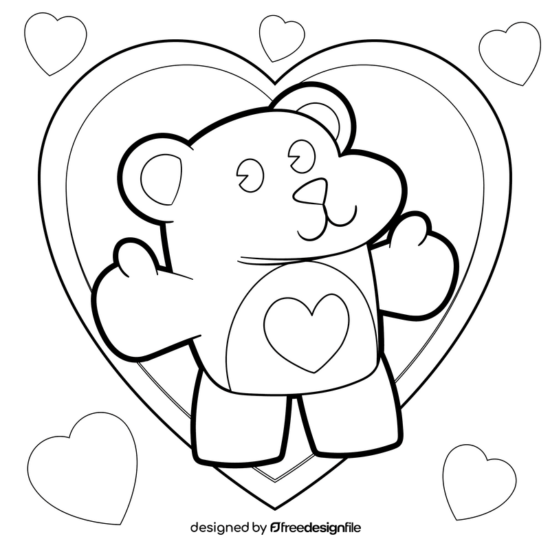 Teddy bear cartoon drawing black and white vector