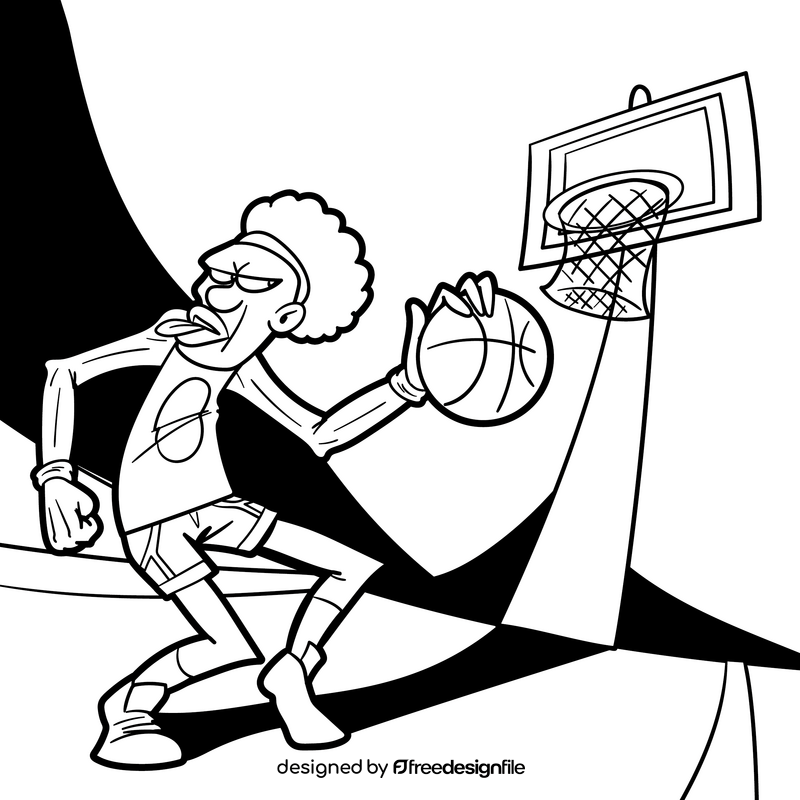 Basketball cartoon drawing black and white vector