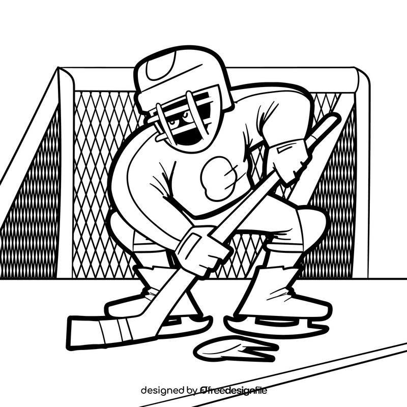 Hockey cartoon drawing black and white vector
