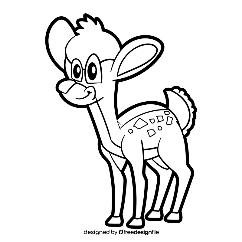 Bambi cartoon black and white clipart