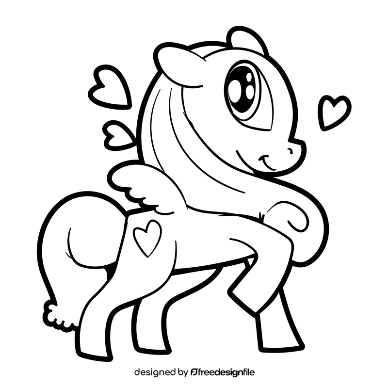 My Little Pony cartoon black and white clipart