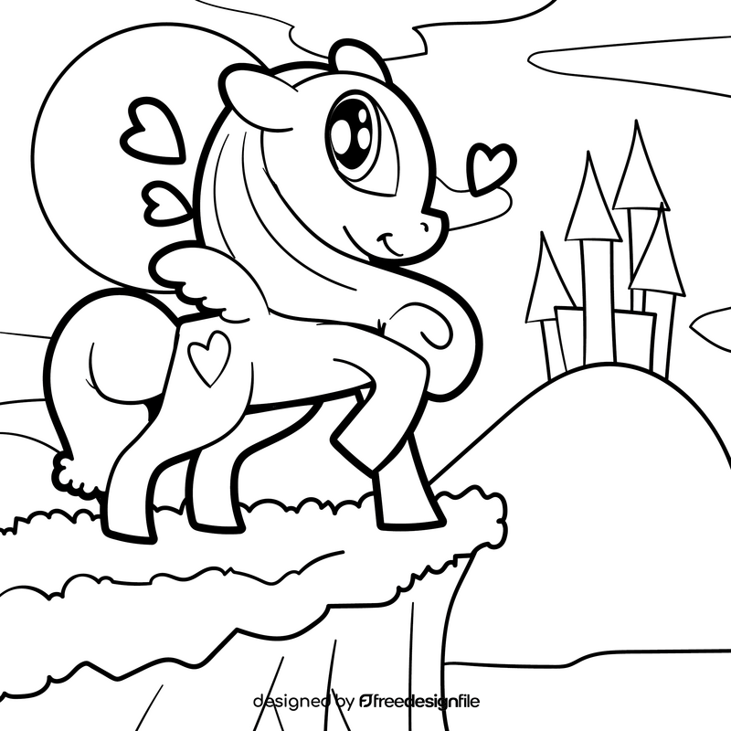 My Little Pony cartoon drawing black and white vector