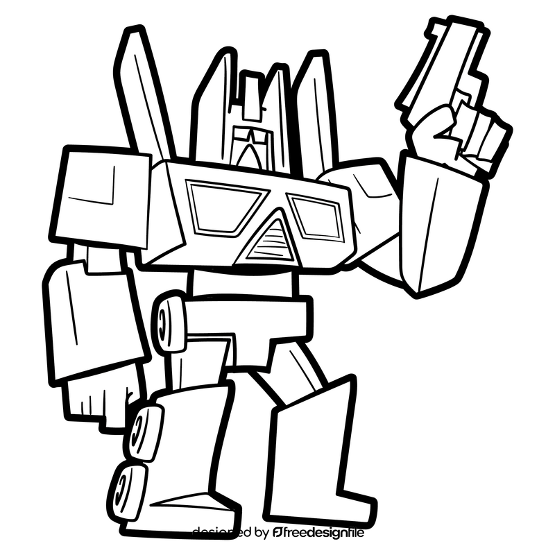 Transformers cartoon black and white clipart