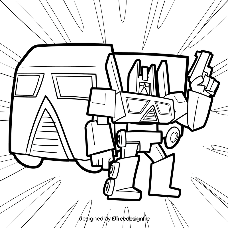 Transformers cartoon drawing black and white vector