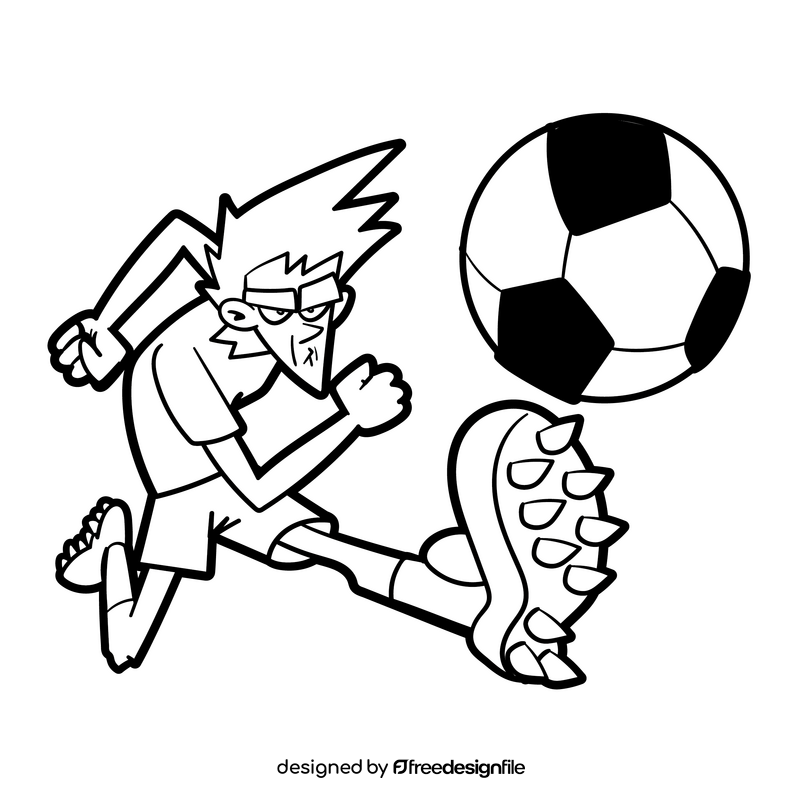 Football cartoon black and white clipart