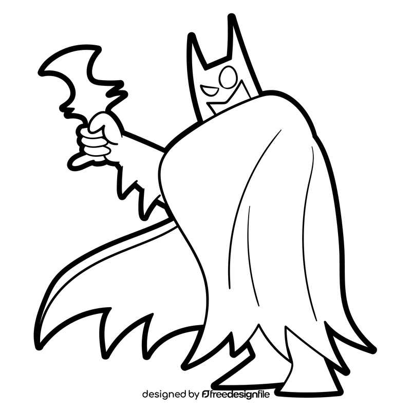 Batman cartoon black and white clipart