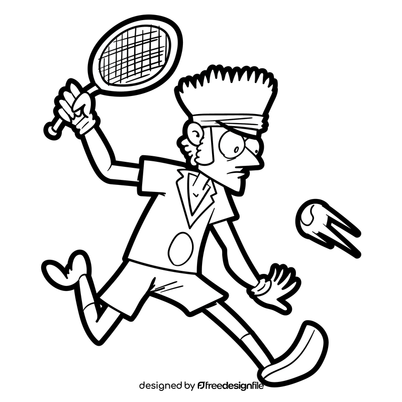 Tennis cartoon black and white clipart
