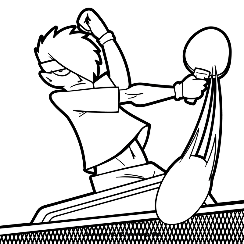 Table tennis cartoon black and white clipart free download