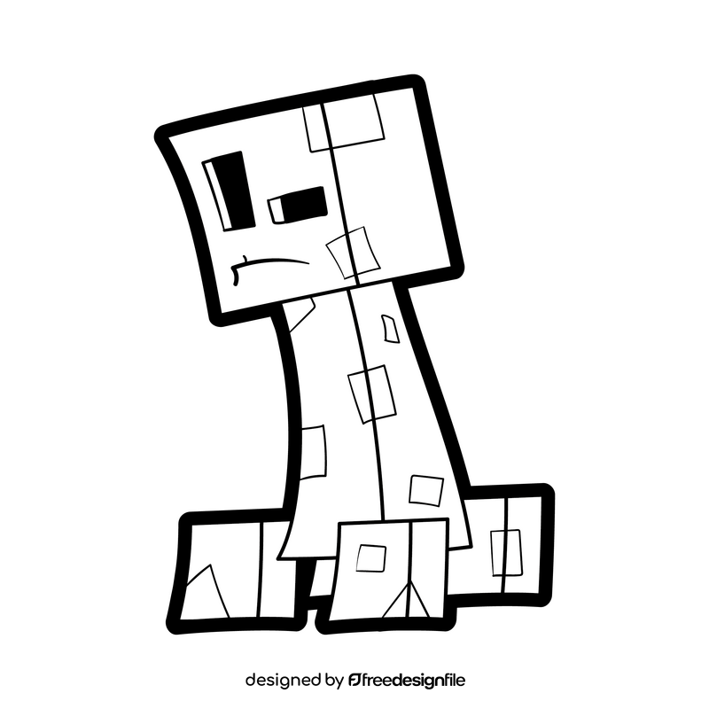Minecraft cartoon black and white clipart