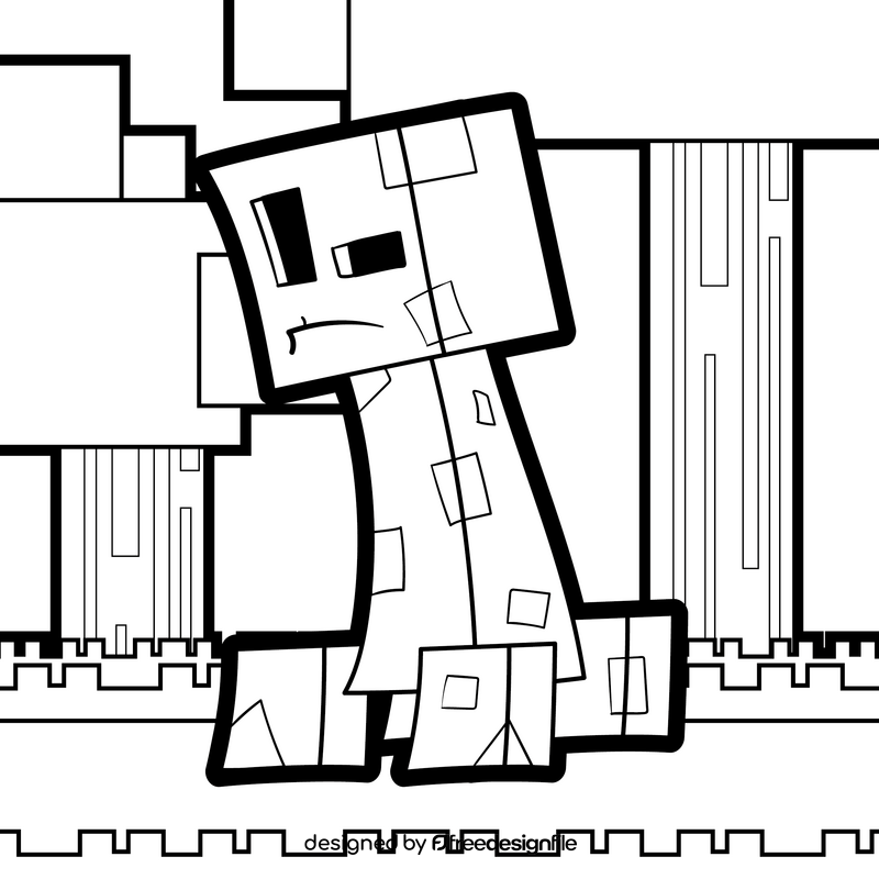Minecraft cartoon drawing black and white vector