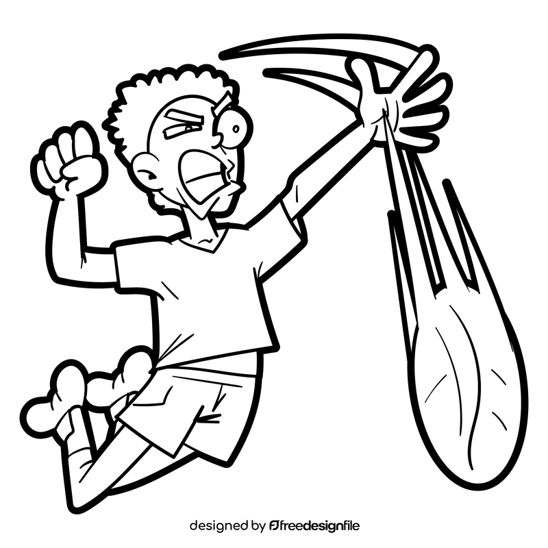 Volleyball cartoon black and white clipart