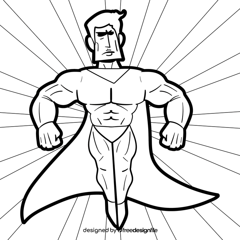 Superman cartoon drawing black and white vector