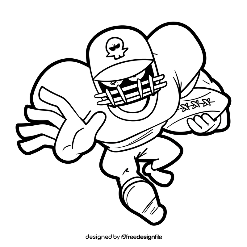 Rugby cartoon black and white clipart