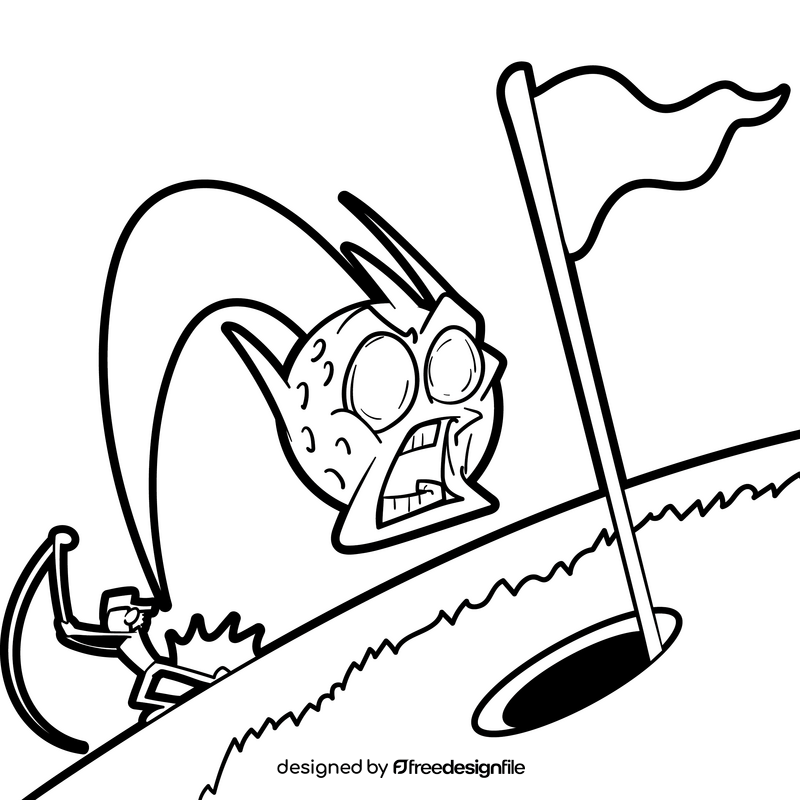 Golf cartoon black and white clipart