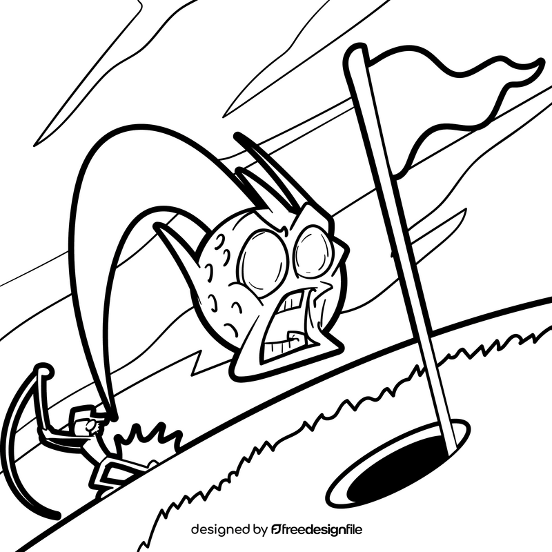 Golf cartoon drawing black and white vector