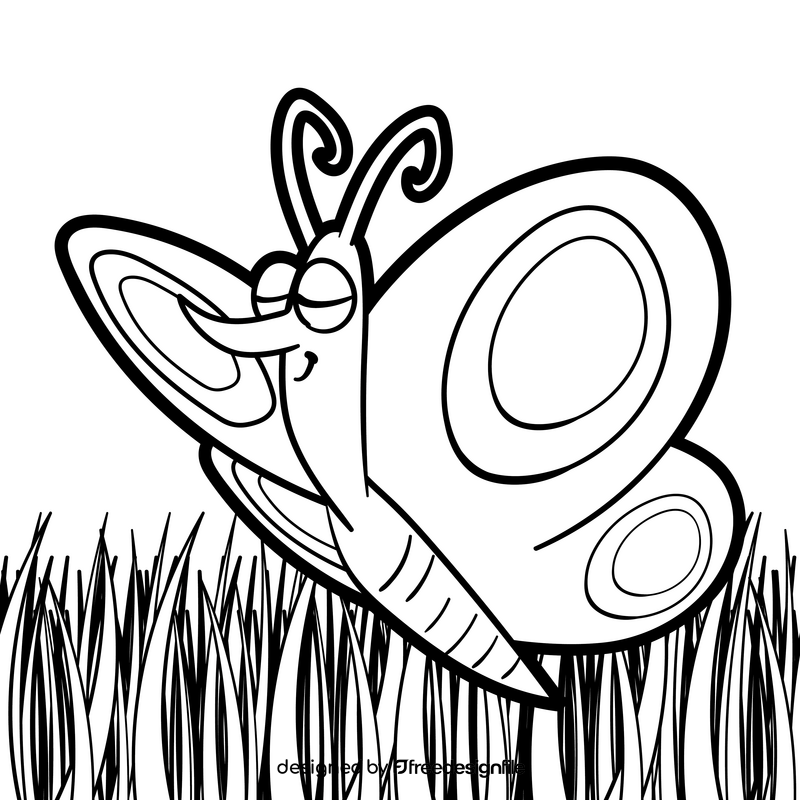 Butterfly cartoon drawing black and white vector