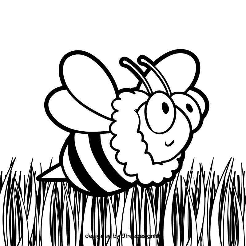 Bee cartoon drawing black and white vector