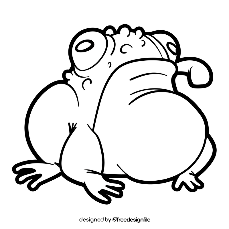 Frog cartoon black and white clipart