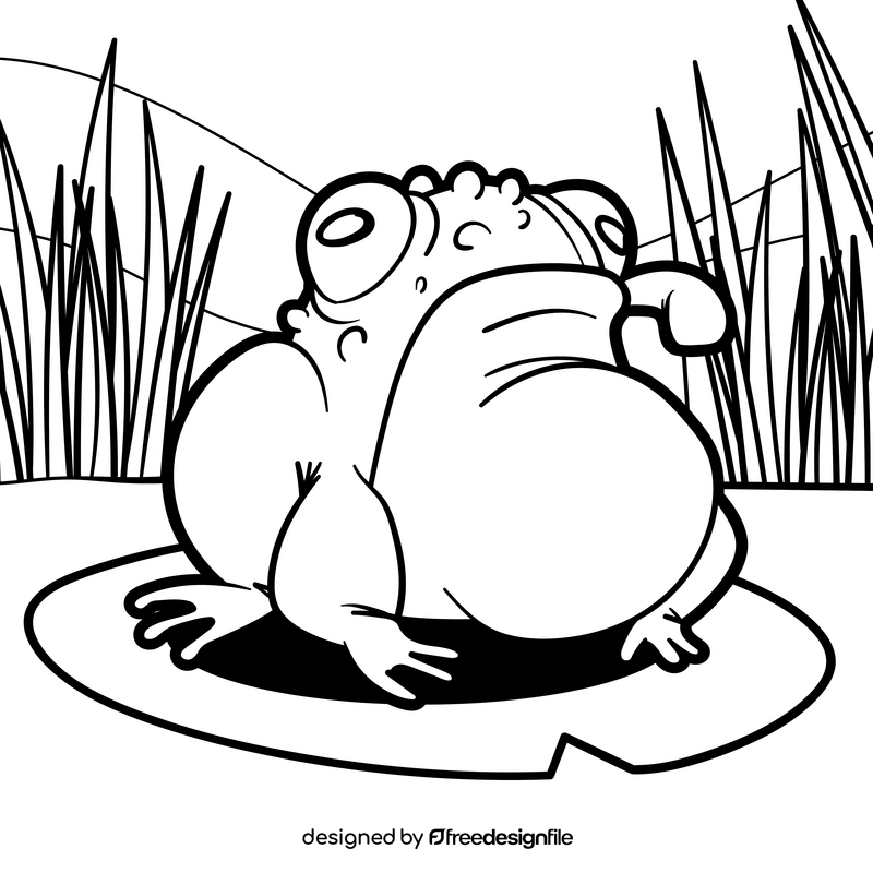 Frog cartoon drawing black and white vector