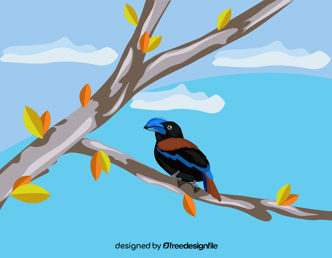 Cartoon blue bird vector image