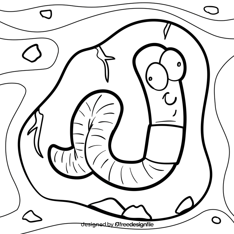 Earthworm cartoon drawing black and white vector