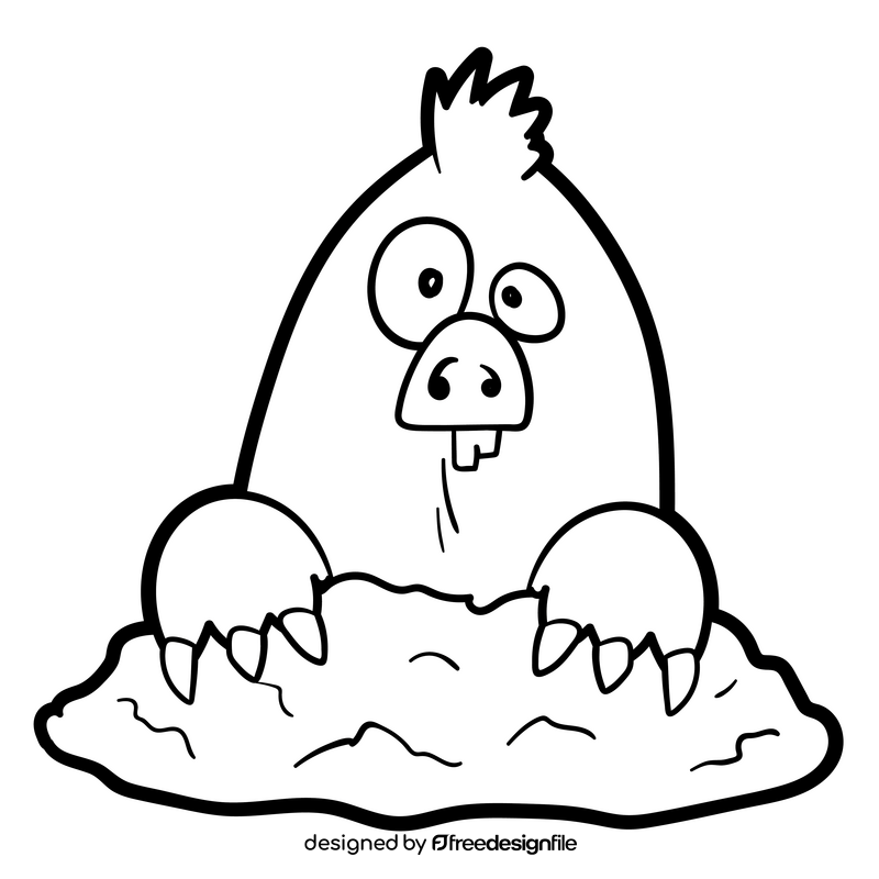 Mole cartoon black and white clipart