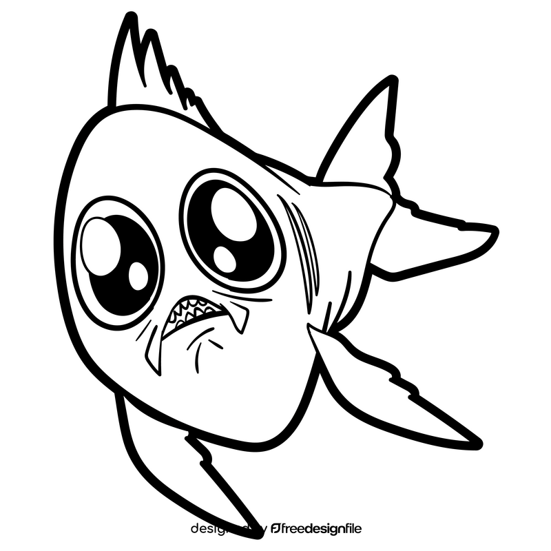 Deep sea fish cartoon black and white clipart