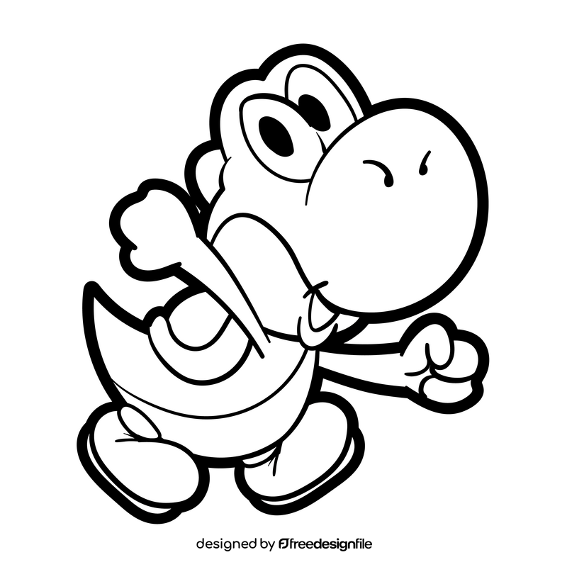 Yoshi cartoon black and white clipart