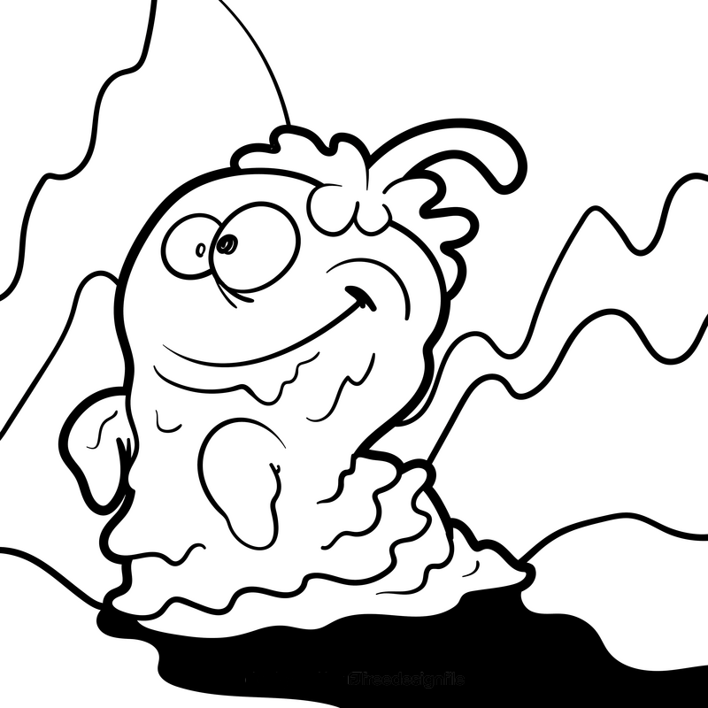 Blob cartoon drawing black and white vector