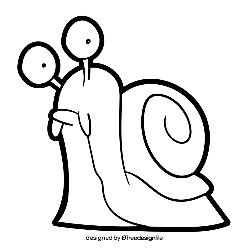 Slug cartoon black and white clipart
