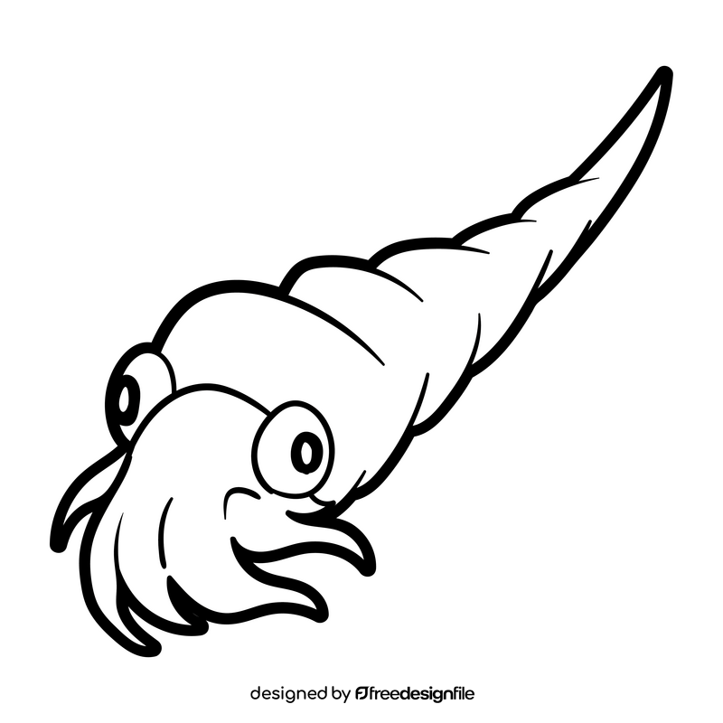 Cephalopod squid cartoon black and white clipart