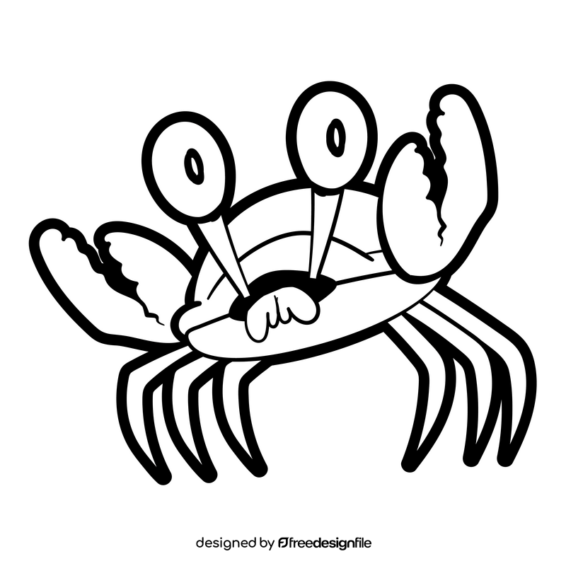Crab cartoon black and white clipart