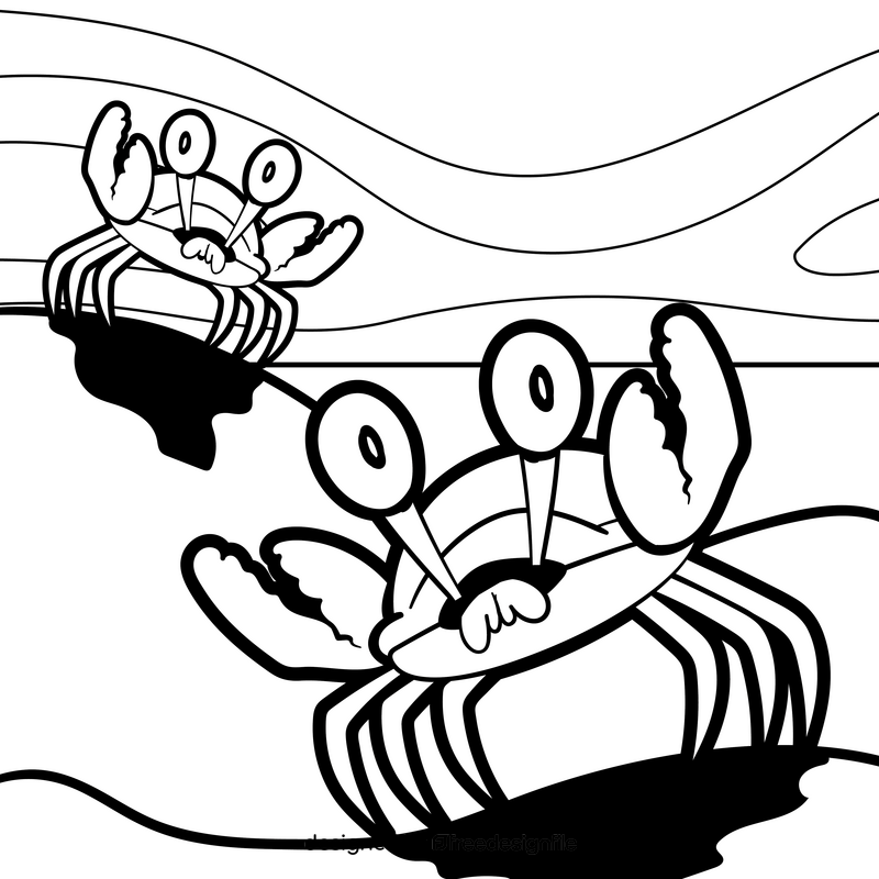 Crab cartoon drawing black and white vector