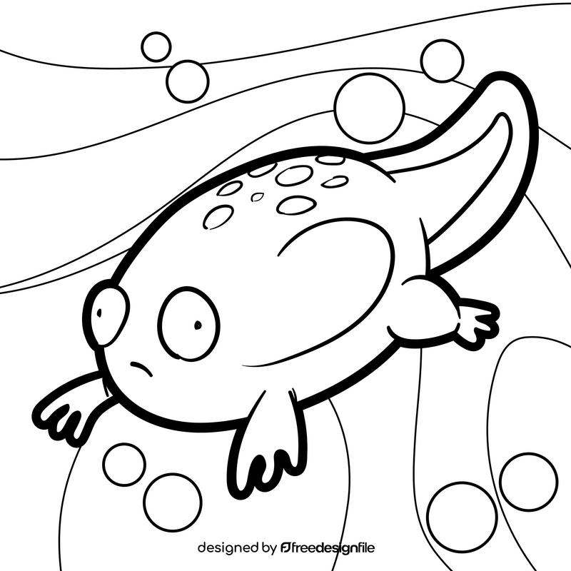 Tadpole cartoon drawing black and white vector