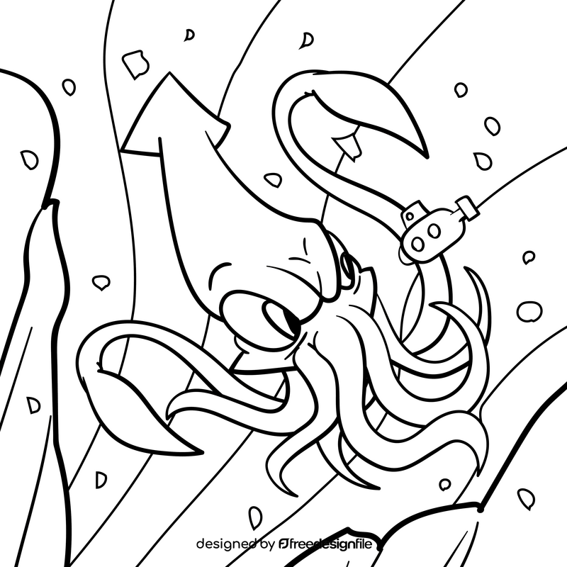 Kraken cartoon drawing black and white vector
