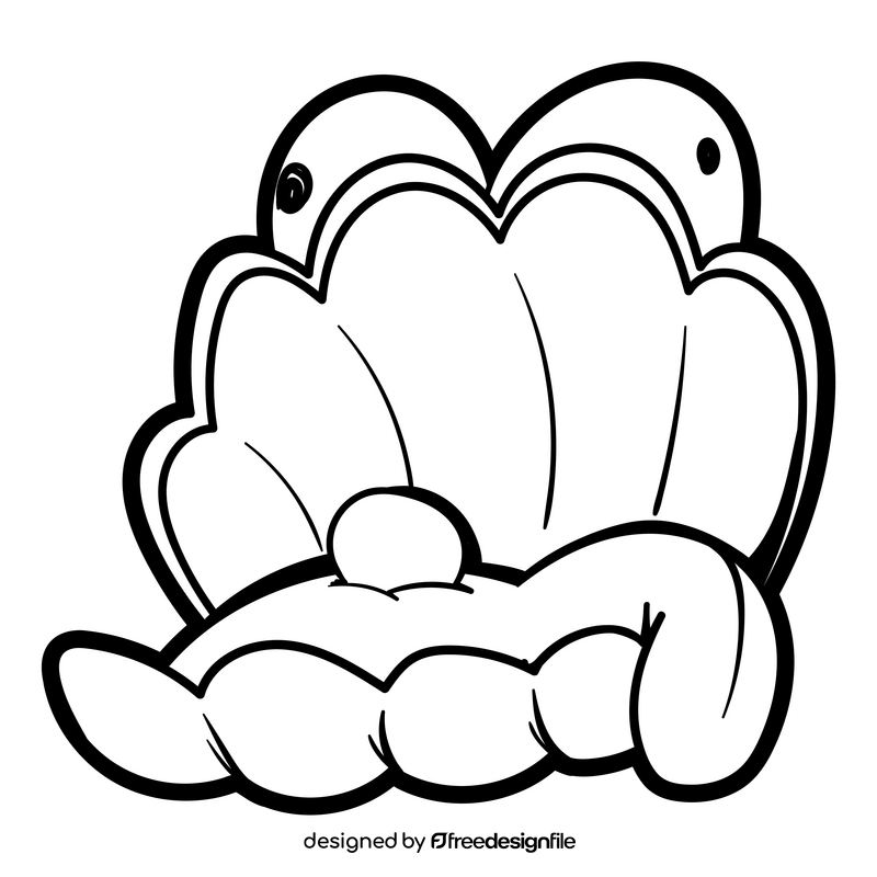 Oyster cartoon black and white clipart