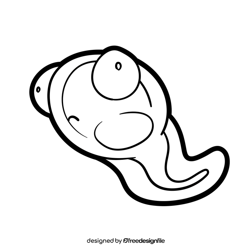 Tadpole cartoon black and white clipart