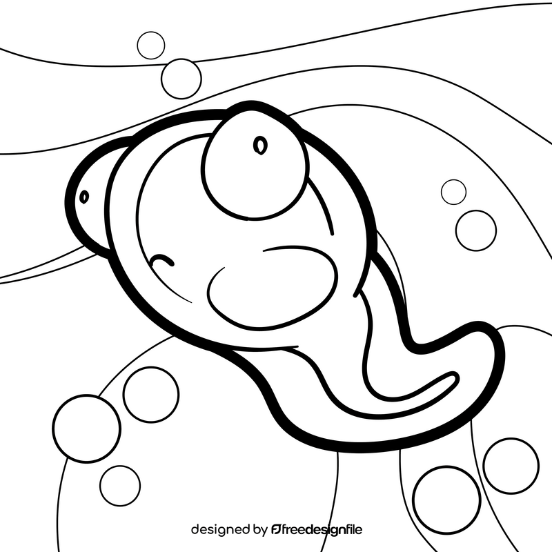 Tadpole cartoon drawing black and white vector