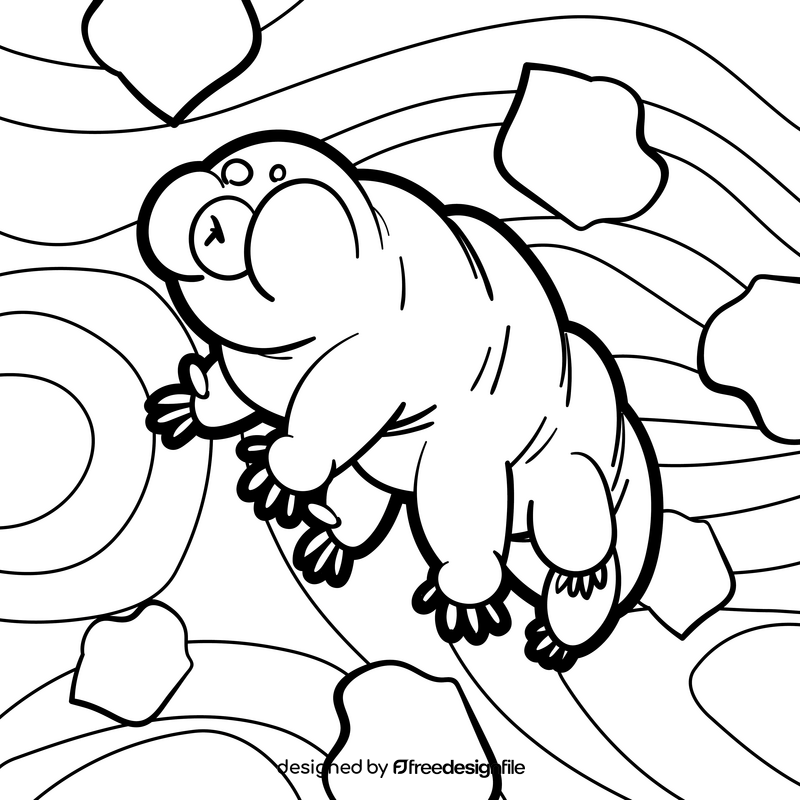 Tardigrade cartoon drawing black and white vector