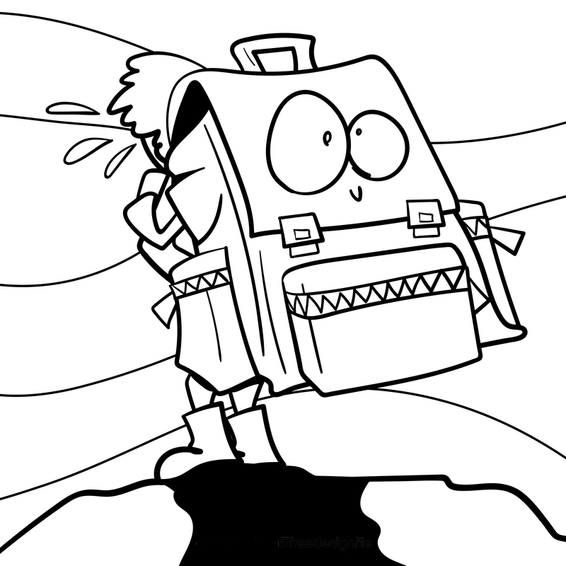 Backpack cartoon drawing black and white vector