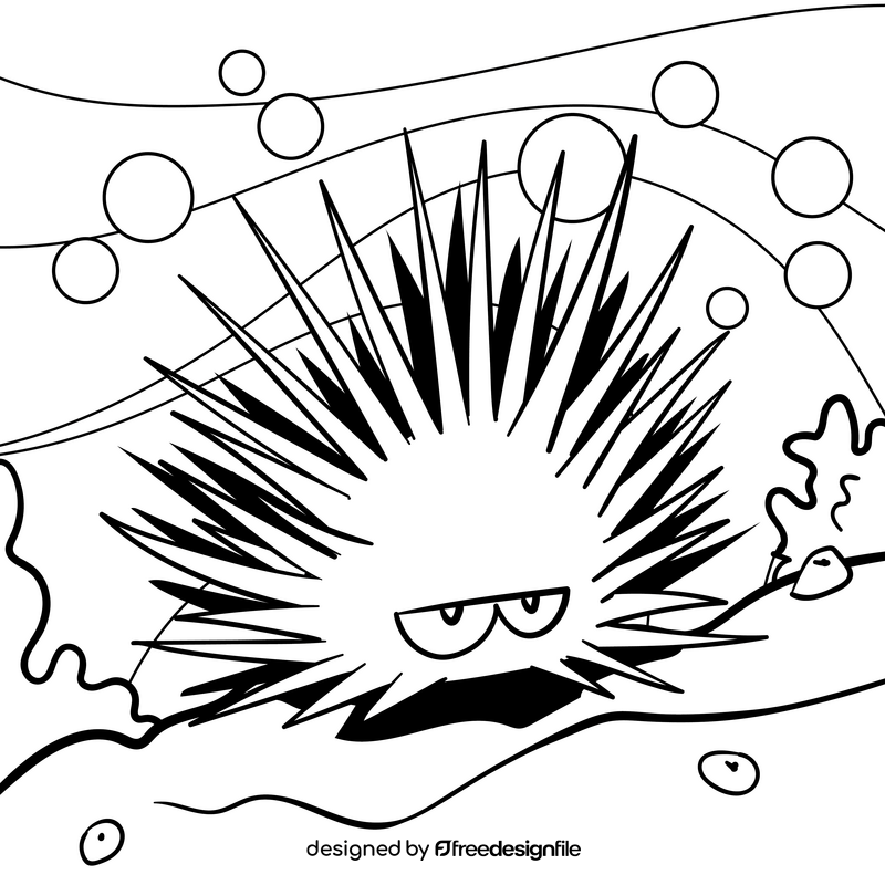 Sea urchin cartoon drawing black and white vector