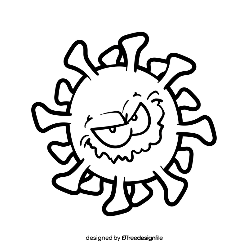 Virus cartoon black and white clipart