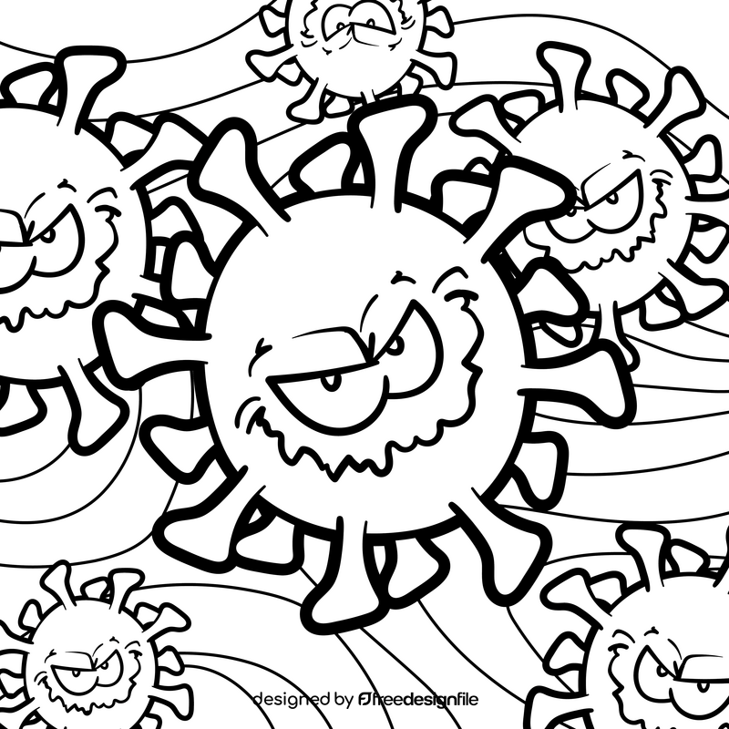 Virus cartoon drawing black and white vector