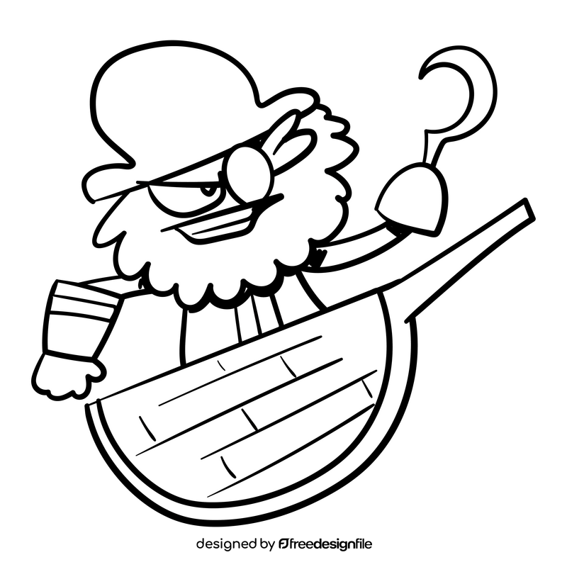 Pirate cartoon black and white clipart