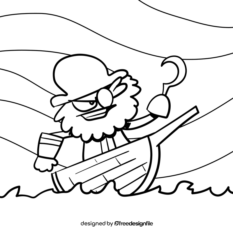 Pirate cartoon drawing black and white vector